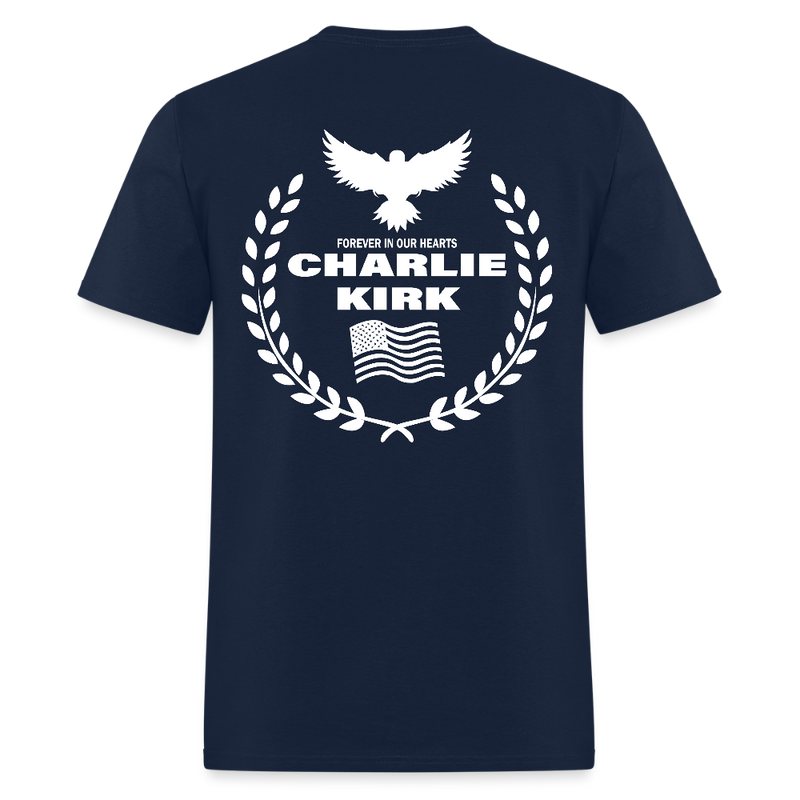 Charlie Kirk Forever In Our Heart US Flag T Shirt - navy