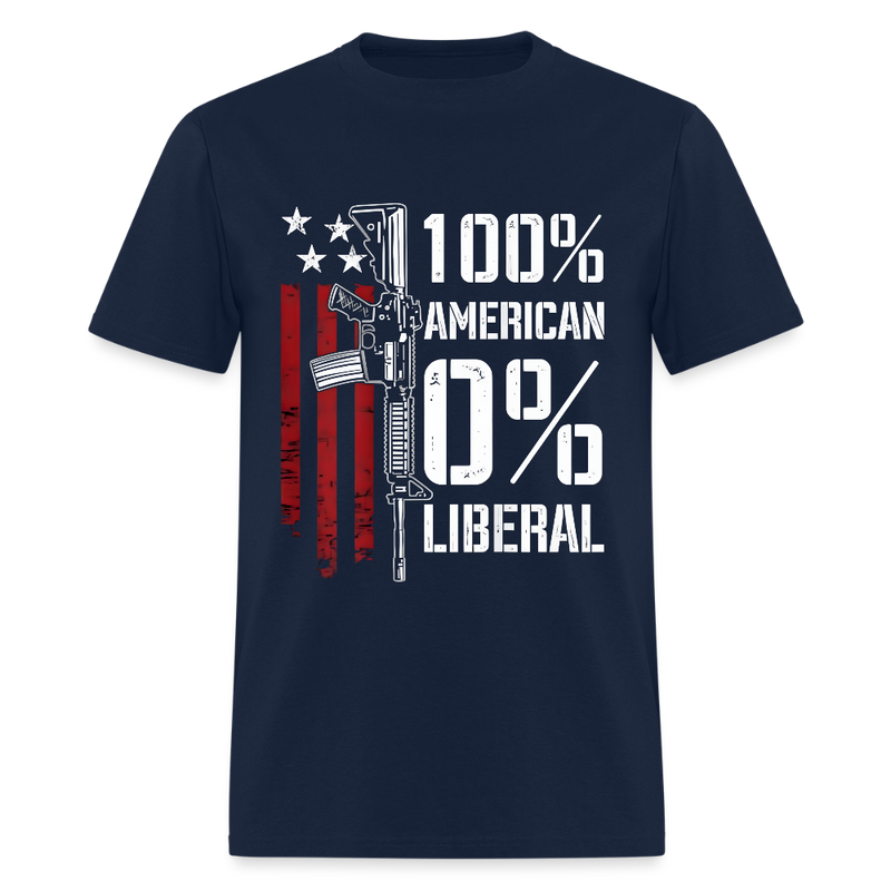 100% American 0% Liberal 2nd Amendment T Shirt - navy