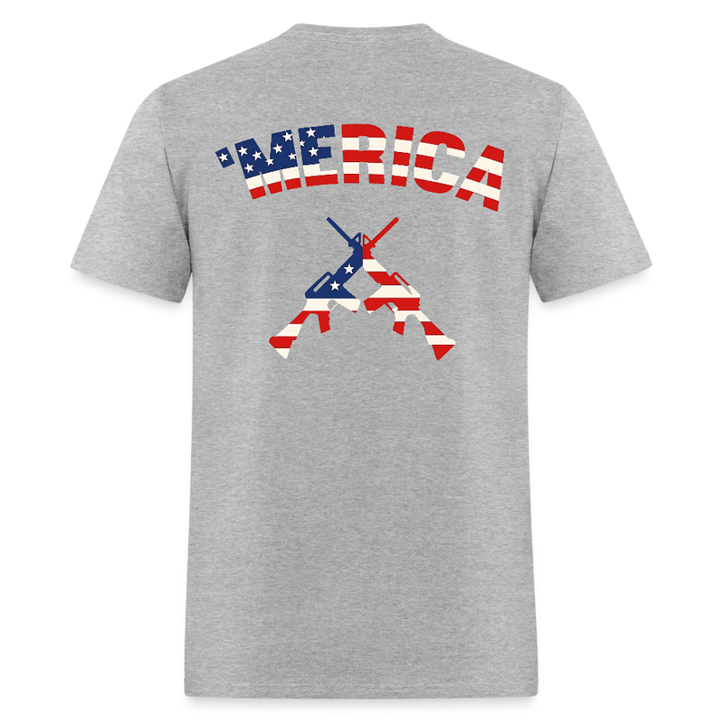 'Merica Guns Patriotic T Shirt - heather gray