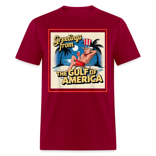 Greetings From The Gulf Of America Moonlit Night T Shirt - dark red