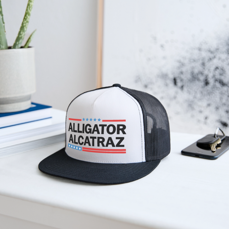 Alligator Alcatraz Trucker Hat - white/black