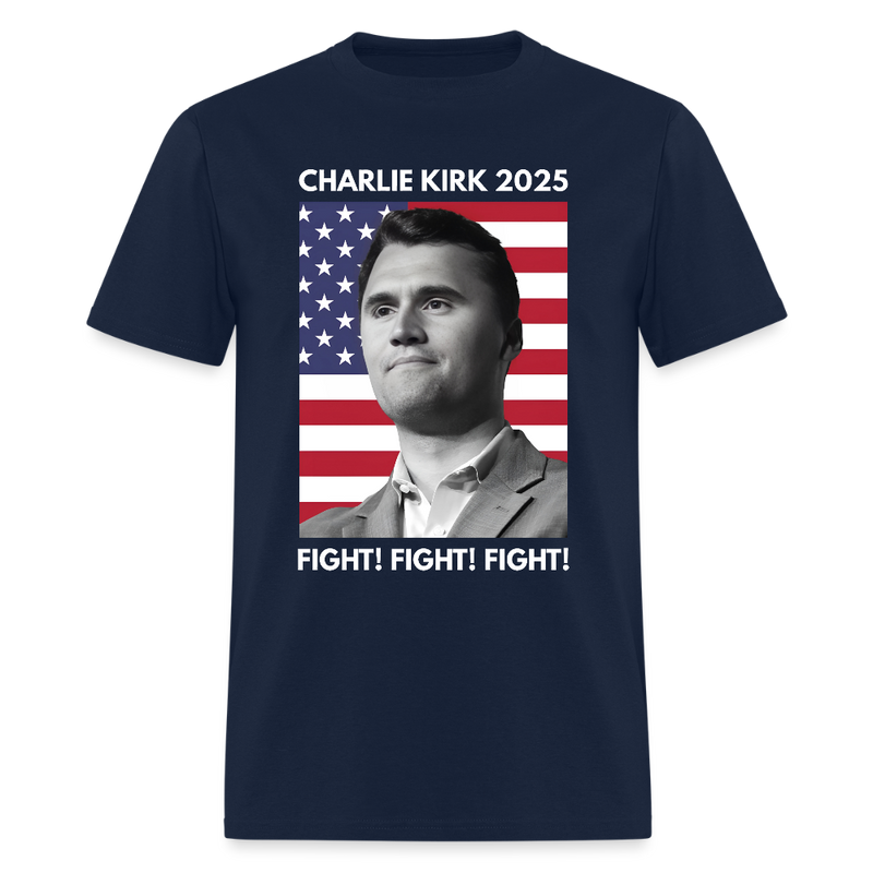 Charlie Kirk 2025 Fight T Shirt - navy