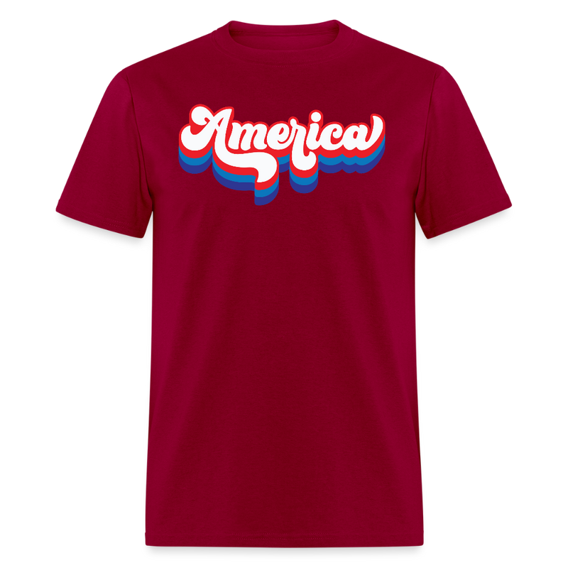 Retro America Patriotic T Shirt - dark red
