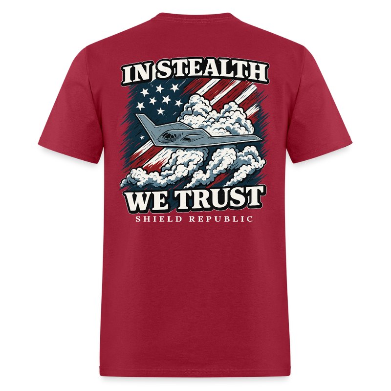 In Stealth We Trust T Shirt - dark red
