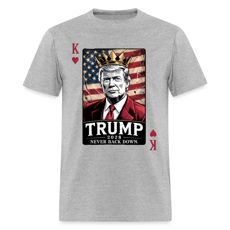 Trump 2028 Never Back Down T Shirt - heather gray
