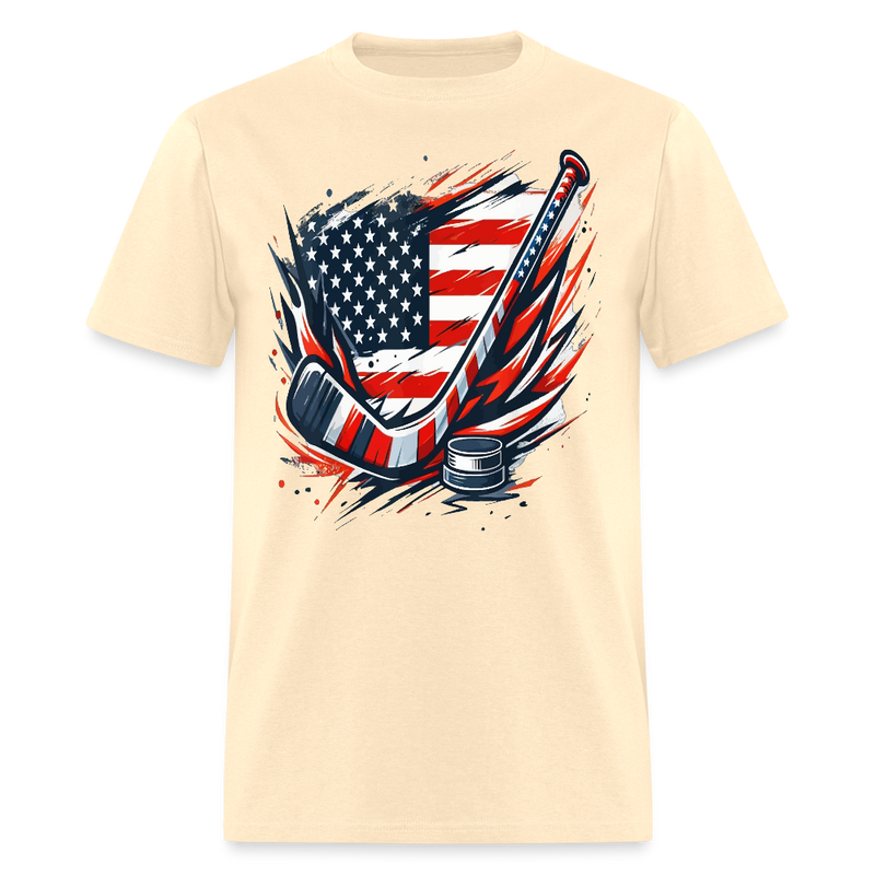 Hockey USA Flag T Shirt - natural