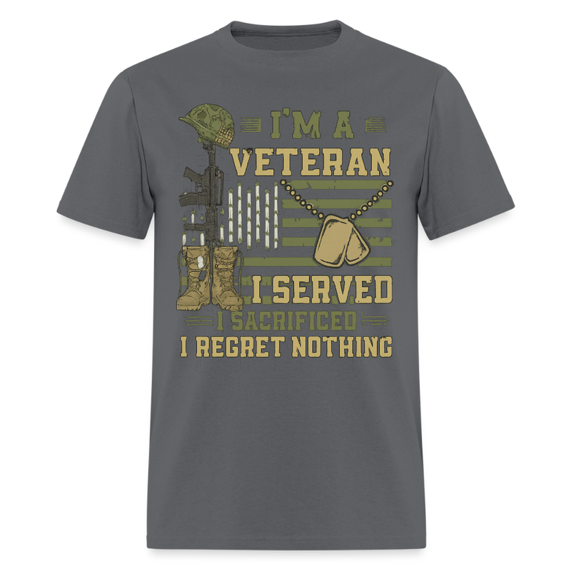 I'm a Veteran I Regret Nothing T Shirt - charcoal