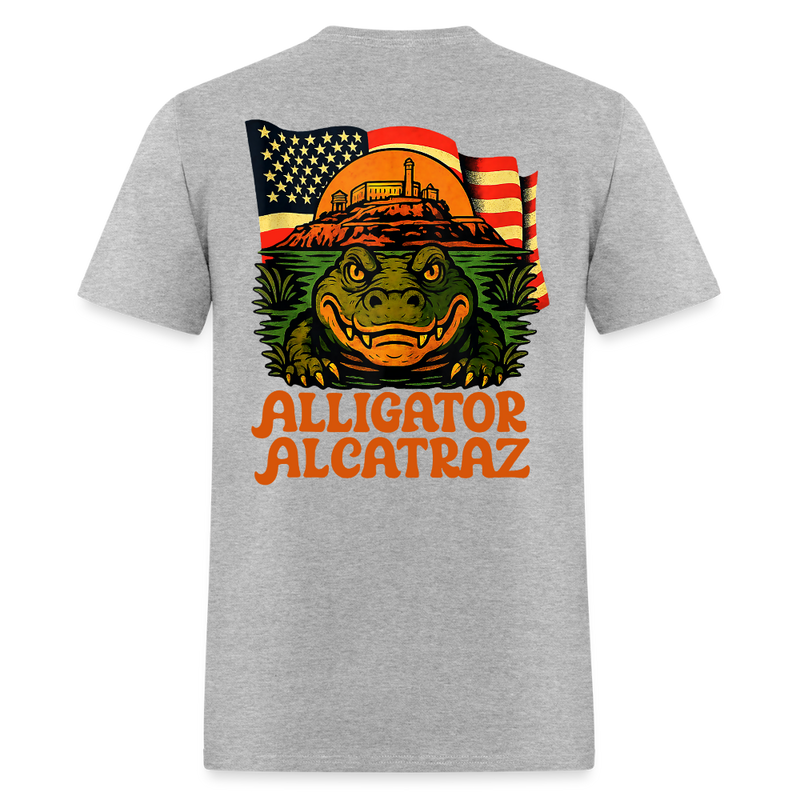 Alligator Alcatraz USA Flag T Shirt - heather gray