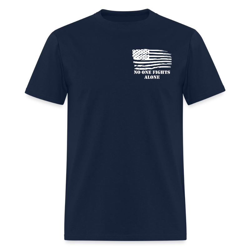 No One Fights Alone USA Flag Double Sided T Shirt - navy