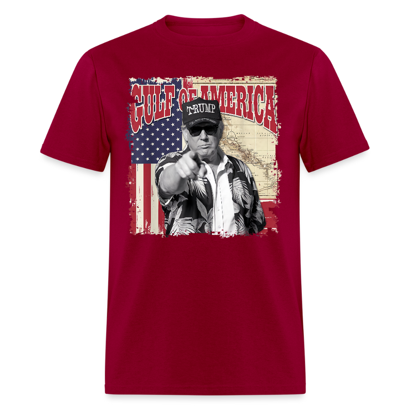 Vintage Gulf of America Map T Shirt - dark red