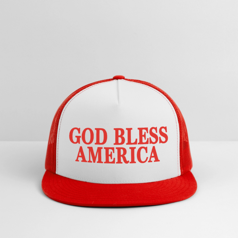 God Bless America Red Trucker Hat - white/red