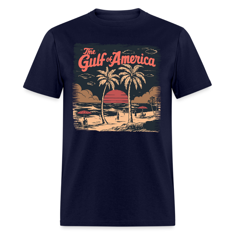 Retro Coastal Gulf Of America T Shirt - navy