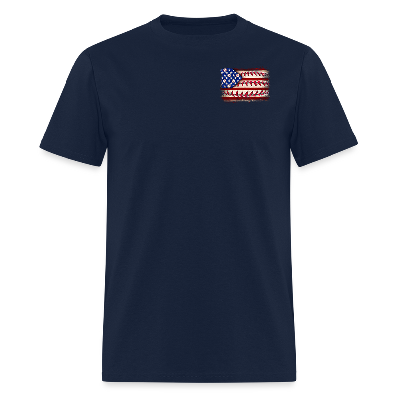 Baseball American Flag Double-Sided Print T Shirt - navy