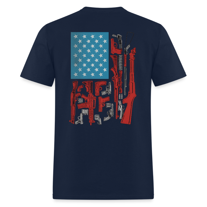 American Flag Guns Riffles Bullets T Shirt - navy