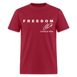 Freedom Thank You Charlie Kirk Signature A True Patriot 31 T Shirt - dark red