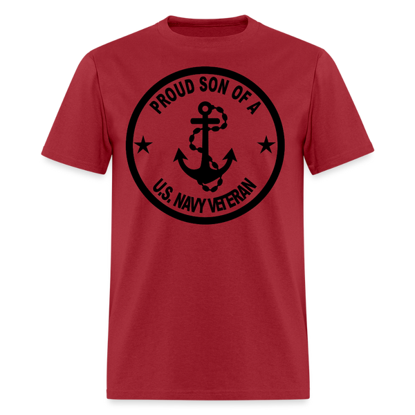 Proud Son of A US Navy Veteran T Shirt - dark red