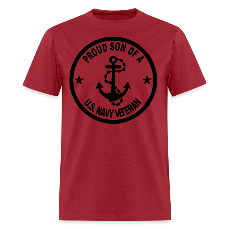 Proud Son of A US Navy Veteran T Shirt - dark red