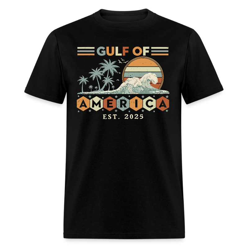 Vintage Gulf of America 2025 Retro Beach T Shirt - black