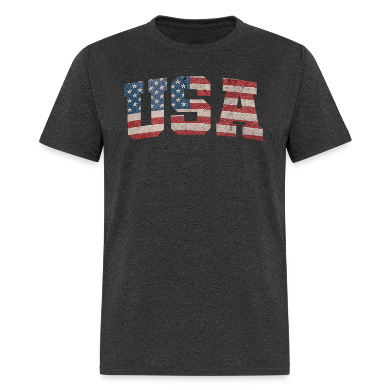 USA US Flag Patriotic 4th of July Retro T Shirt - heather black