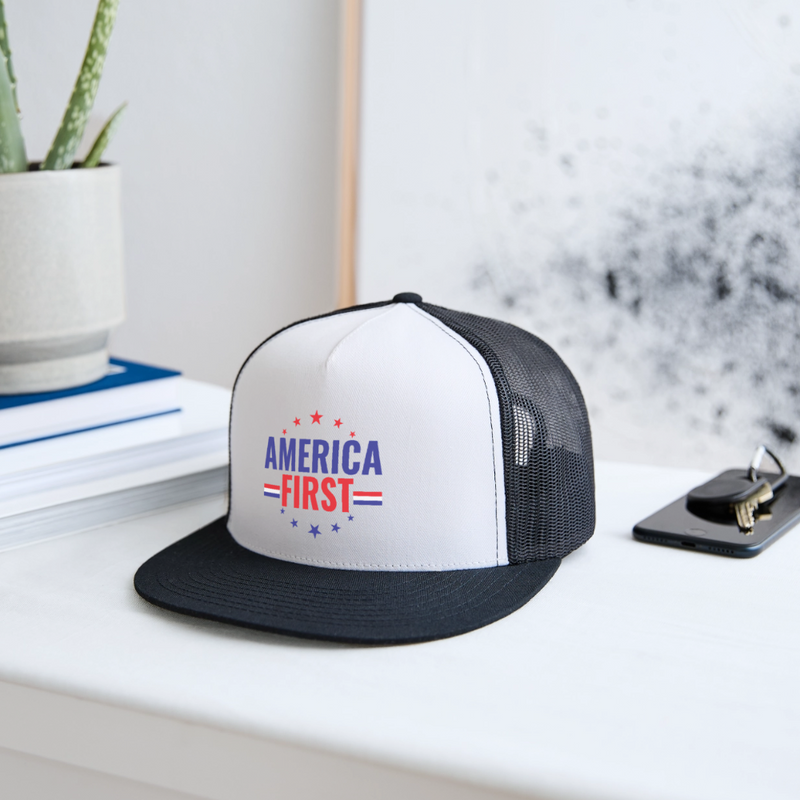 America First Trucker Hat - white/black