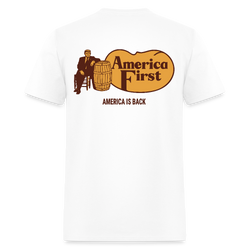 Trump America First, America is Back T Shirt - white