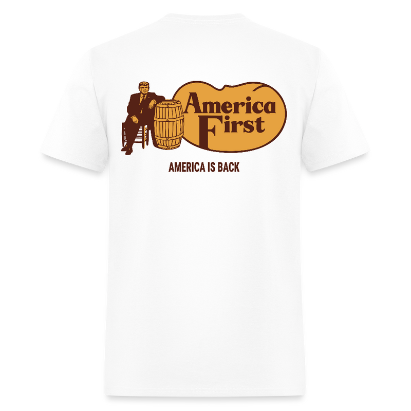 Trump America First, America is Back T Shirt - white