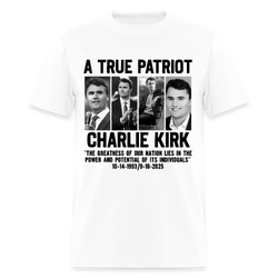 A True Patriot Charlie Kirk The Greatness Of Our Nation Lies T Shirt - 2 - white