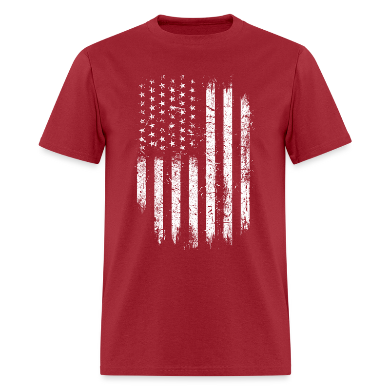 Grunge USA Flag Patriotic T Shirt - dark red