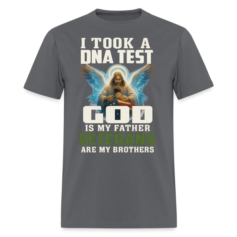 I Took a DNA and God is My Father Veteran T Shirt - 2 - charcoal