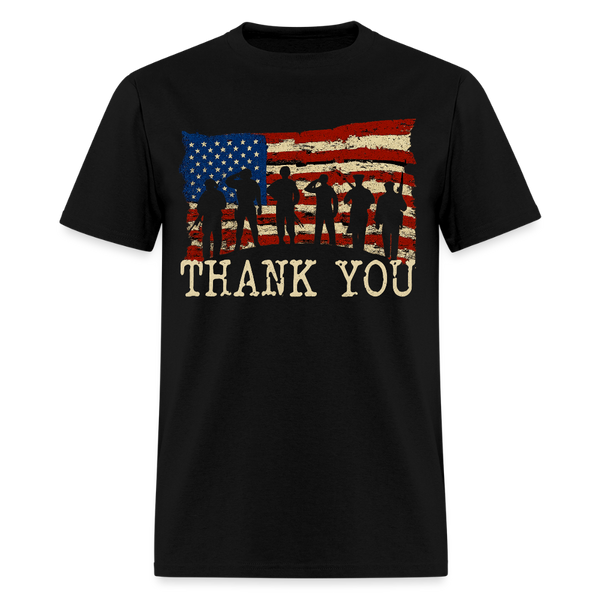 Thank You Veterans US Flag T Shirt - black