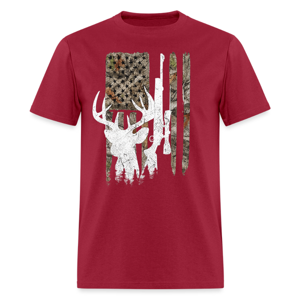 Deer Hunting USA T Shirt - dark red