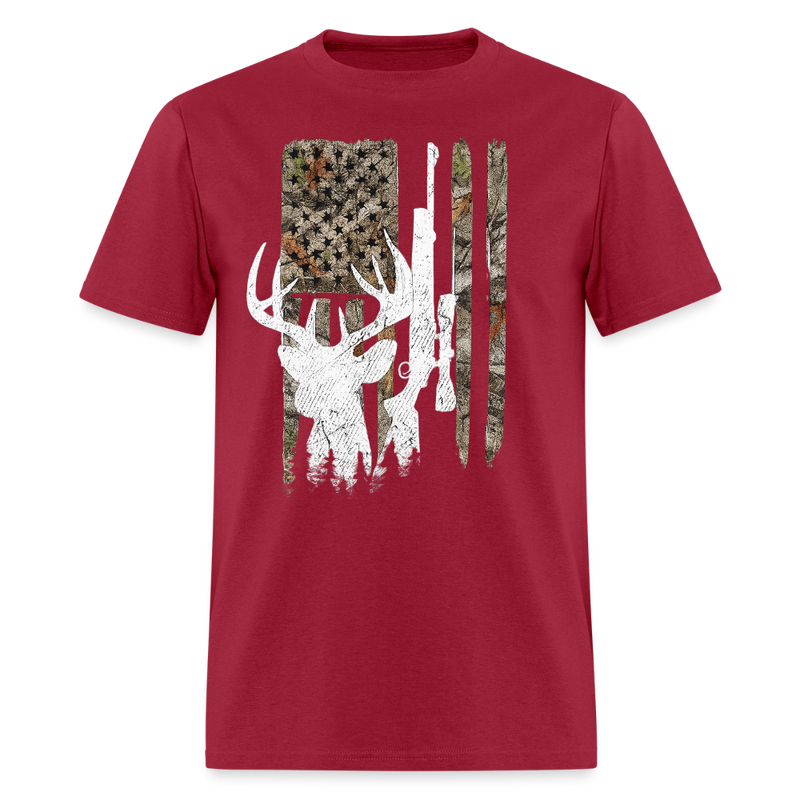 Deer Hunting USA T Shirt - dark red