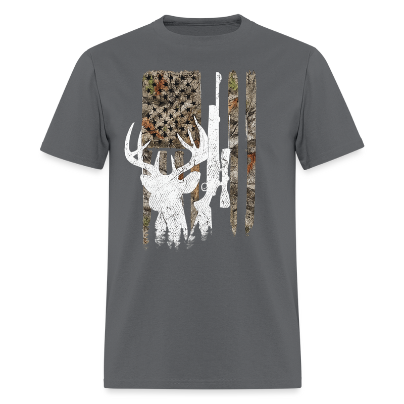 Deer Hunting USA T Shirt - charcoal