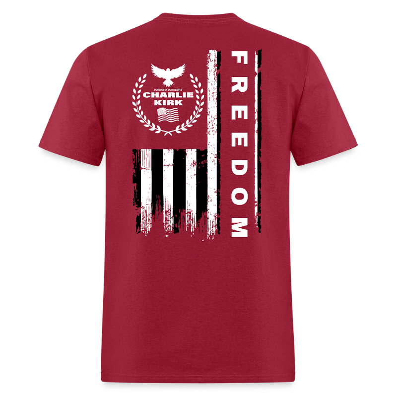 RIP Charlie Kirk Signature Forever In Our Heart US Flag T Shirt - dark red