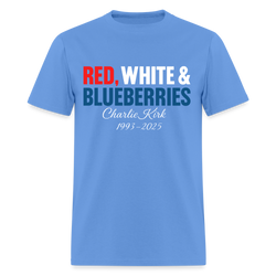 Red White and Blueberries Charlie Kirk T Shirt - carolina blue