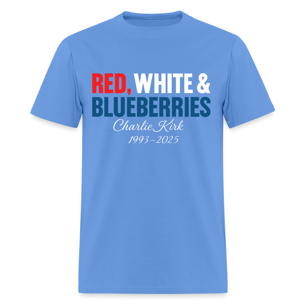 Red White and Blueberries Charlie Kirk T Shirt - carolina blue