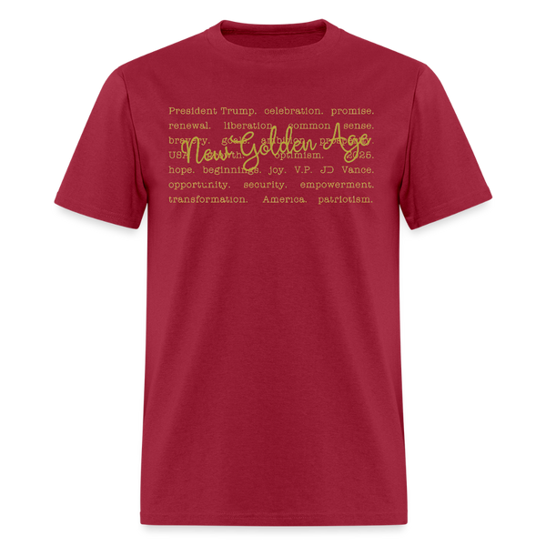 New Golden Age Front Print T Shirt - dark red