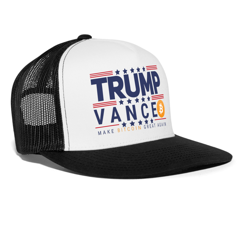 Trump Vance Make Bitcoin Great Again Trucker Hat - white/black