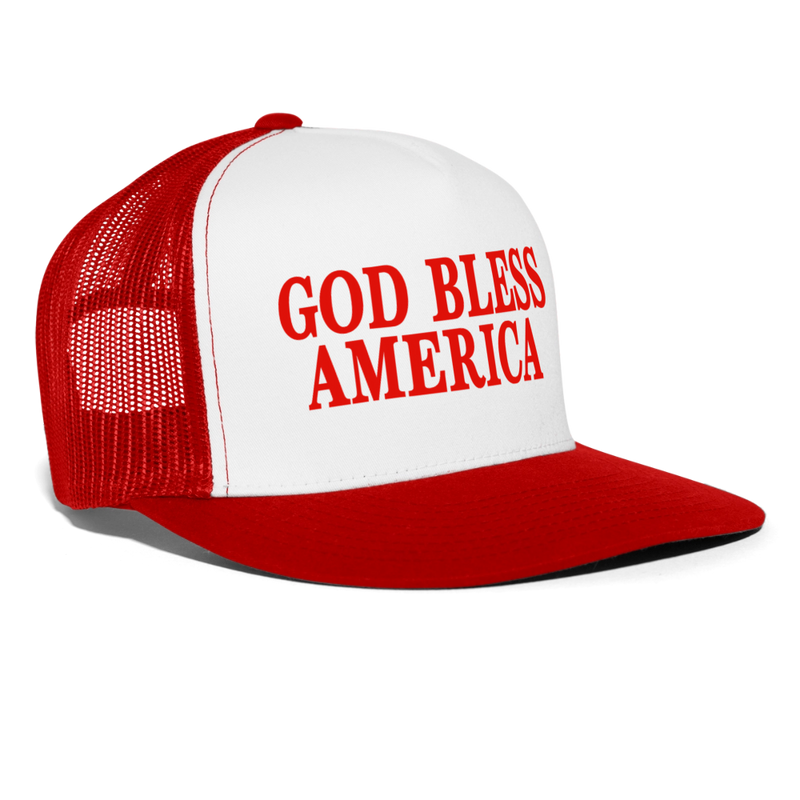 God Bless America Red Trucker Hat - white/red