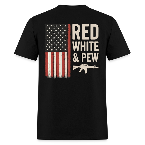 Red White And Pew USA Flag T Shirt - black