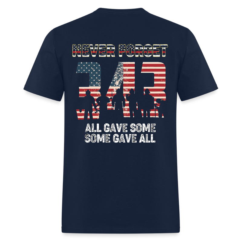 Firefighter September 11 Never Forget 343 T Shirt - navy