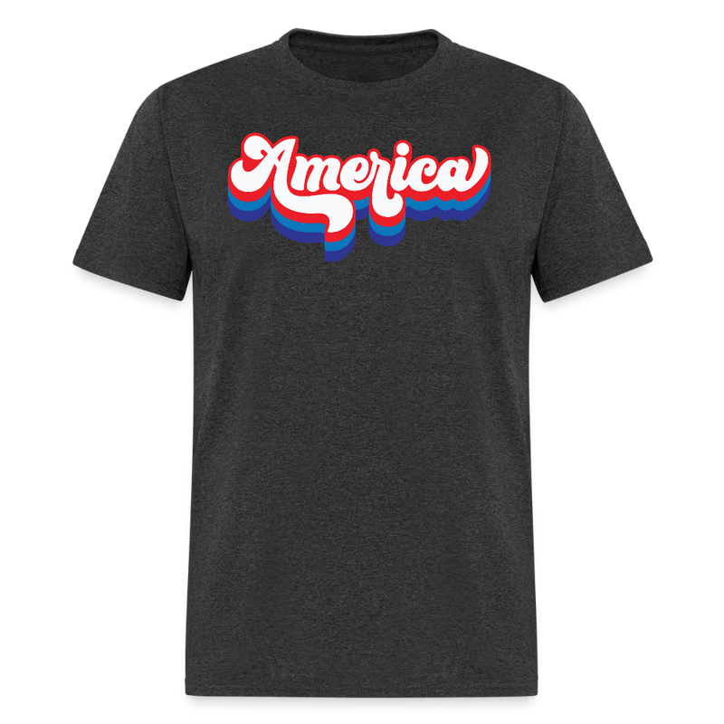 Retro America Patriotic T Shirt - heather black
