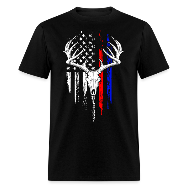 Whitetail Buck Deer Hunting American T Shirt - black