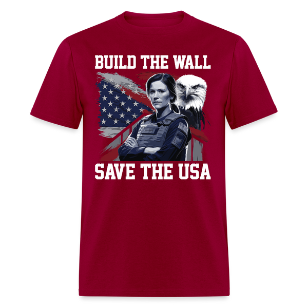 Build the Wall Save the USA T Shirt - dark red