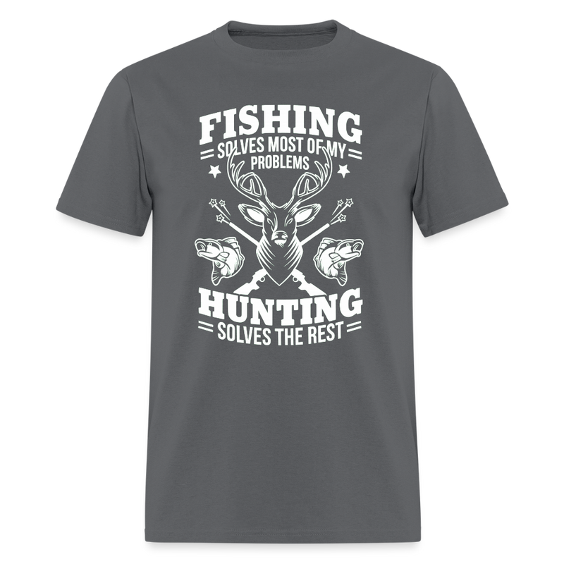 Fishing Solves All of My Problems T Shirt - charcoal