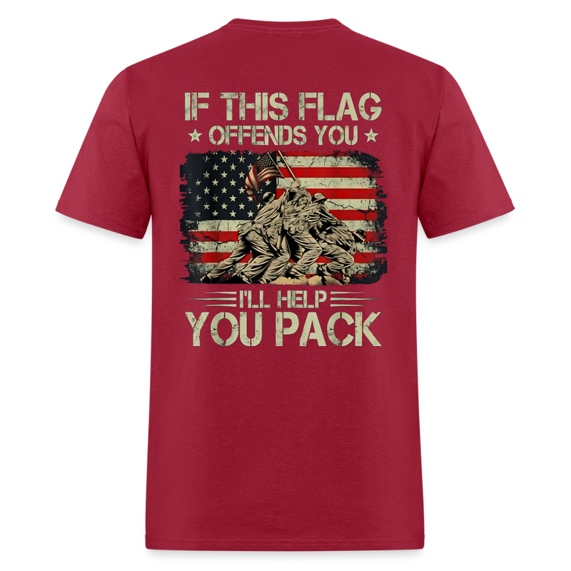 If This Flag Offends You I'll Help You Veterans T Shirt - dark red