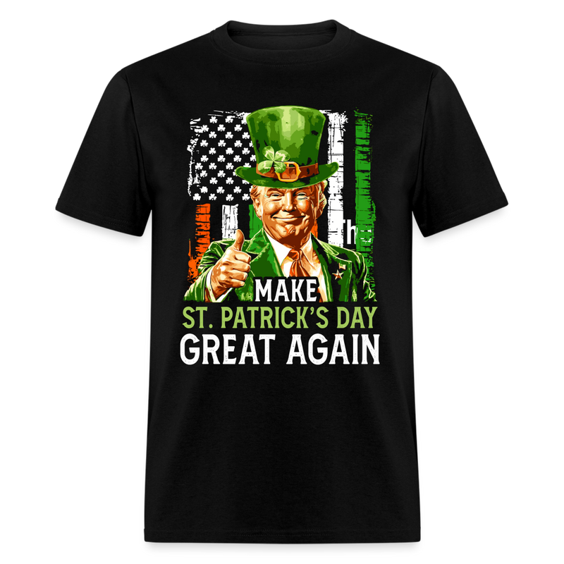 Make St Patrick's Day Great Again Shamrock Trump T Shirt - black