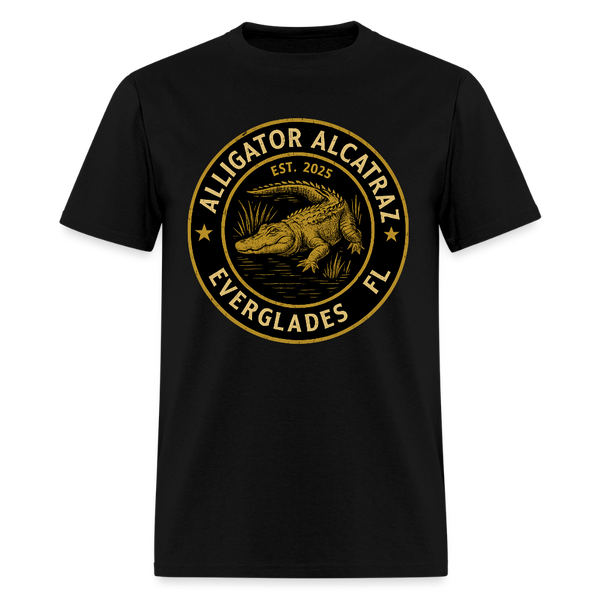 Alligator Alcatraz Everglades Florida Est. 2025 Front Print T Shirt - black
