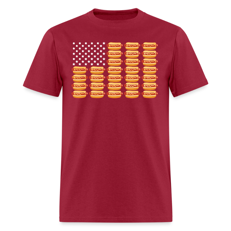 Patriotic Hot Dog T Shirt - dark red