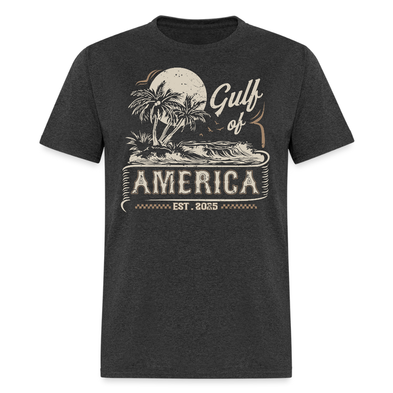 Gulf of America Est. 2025 Retro Beach T Shirt - heather black